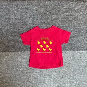 Vintage Red and Yellow Baby Chick Bay Hay & Feed Graphic Cotton T-Shirt Toddler